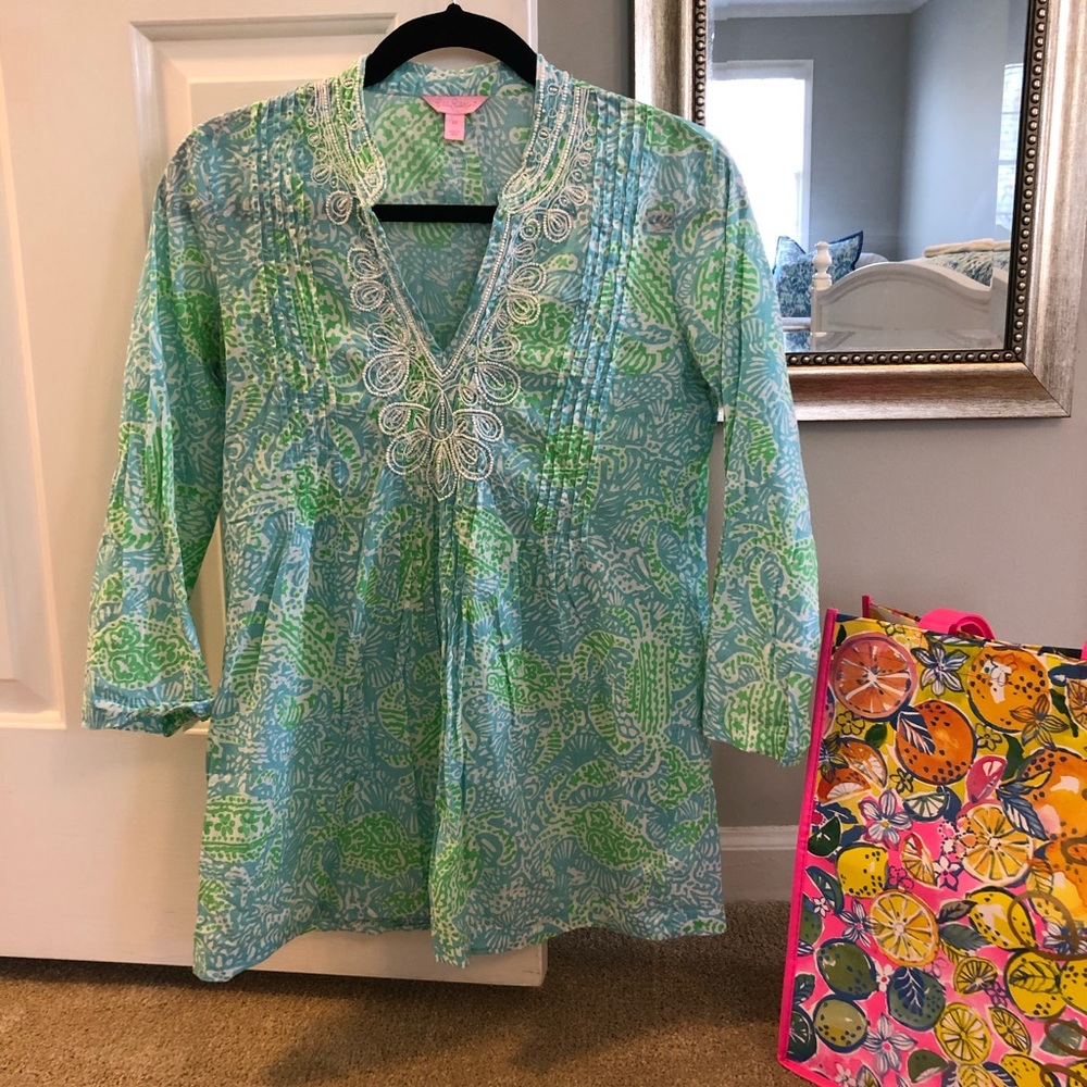 Lilly Pulitzer Sarasota Cotton Tunic - Get Crackin